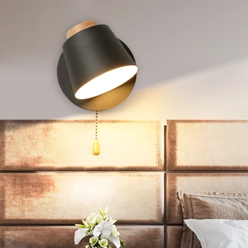 

Rotating lampshade wall lamp bedside creative living room wall sconce aisle balcony reading nordic lighting fixture with switch