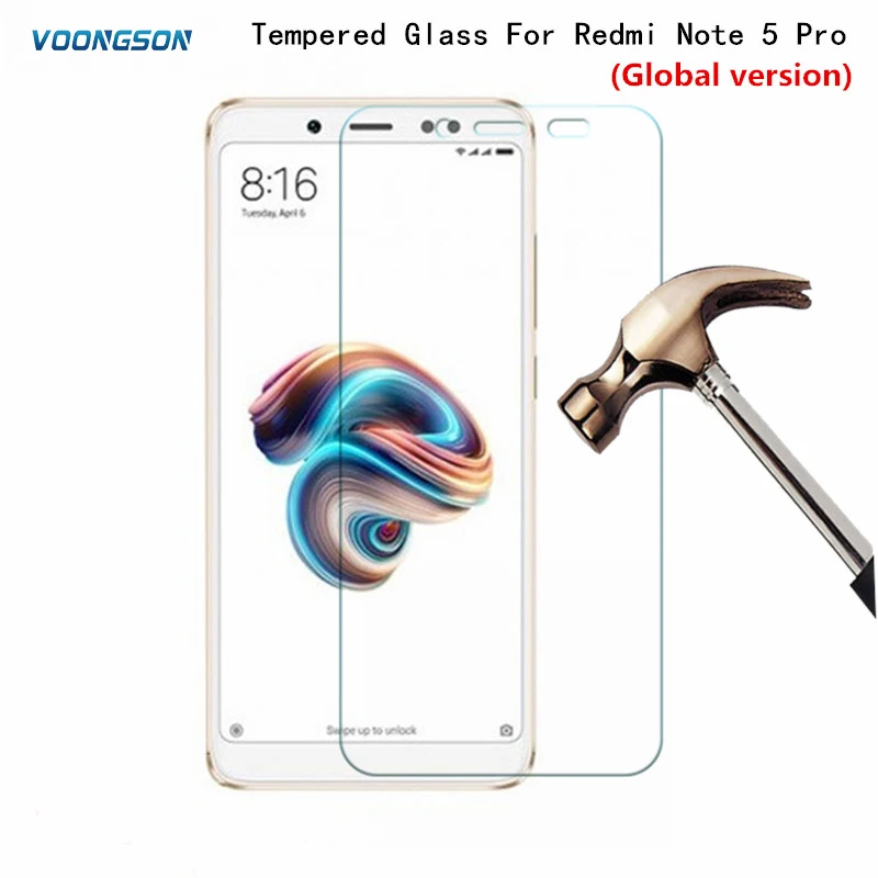 

2Pcs Tempered GLASS For Xiaomi Redmi Note 5 ( China ) Screen Protector Cover Mobile phone Redmi Note 5 Pro Global version