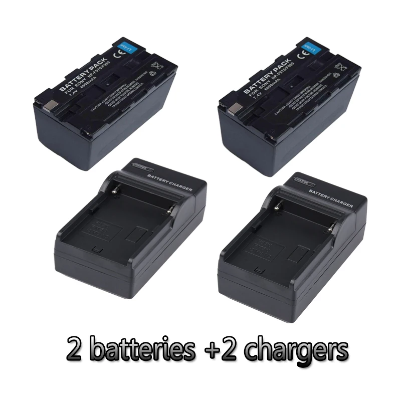 

NP-F970 NP-F960 lithium batteries + 2 chargers F970 camera battery For Ring Lamp FE480 FD480 FS480 LED lamp 6600mah