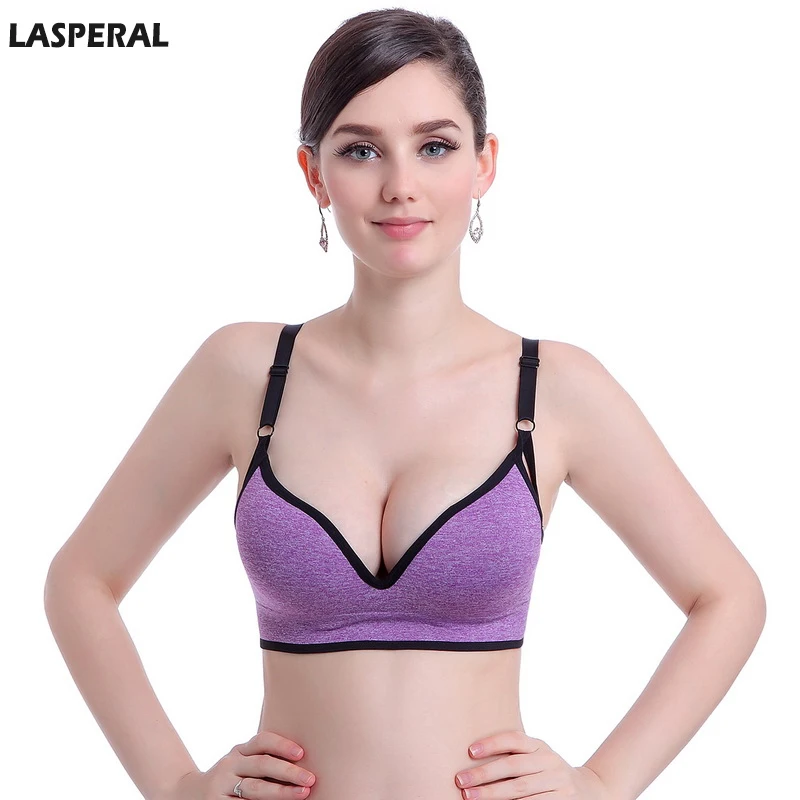 

LASPERAL Brands Women Push Up Bra Shakeproof Fitness Bra Wireless Padded Brassiere Bra Girl Crop Top Underwear Bra For Women