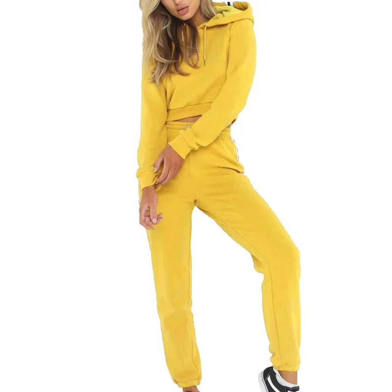 CALOFE осенний женский набор для бега серый спортивный костюм с открытыми плечами Спортивная рубашка с длинным рукавом толстовки штаны для бега леггинсы облегающий костюм - Цвет: Yellow