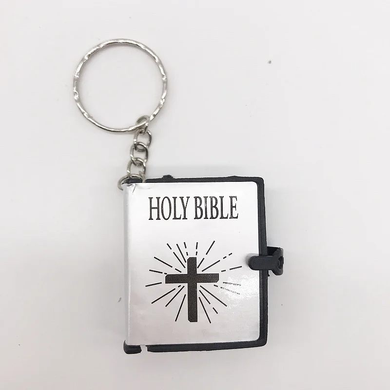 Small Bibles Key Chains for Keepsakes Black Cover Plastic Mini Key