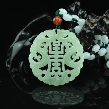 

Natural JADEST pendant carving, antique, light green hollowed Dragon Pendant Necklace, men's and women's jewelry gifts