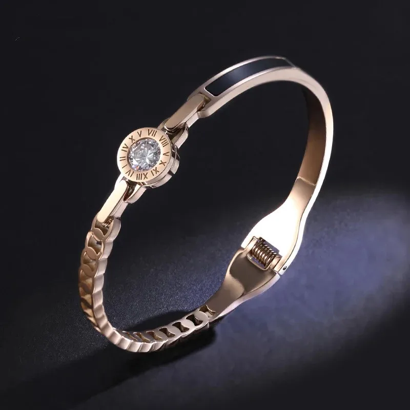 

Fashion 316 Stainless Steel Bracelet Women Rose Gold Crystal Spring Bracelet Nickel Free Jewelry for Women Gift