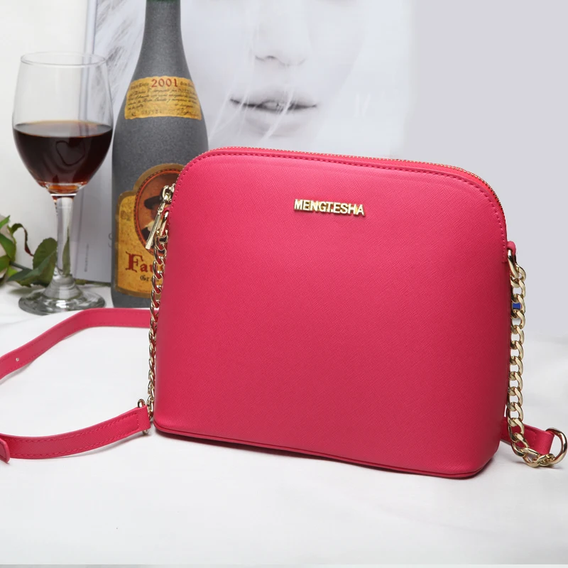 MENGTESHA Women Leather Messenger Handbags michael Bags Same Style Chains Shell Bags Cross Body Over Shoulder