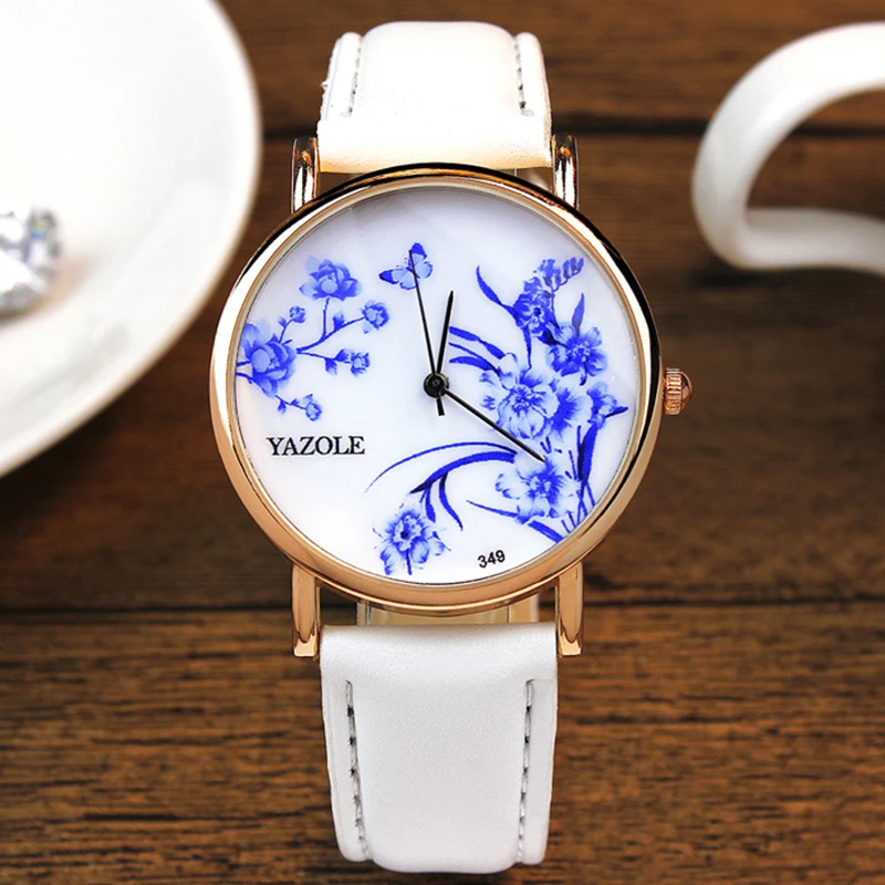 

YAZOLE Blue And White Porcelain Watch Women Watches Fashion Women's Watches Clock saat reloj mujer relogio feminino montre femme