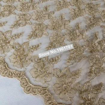 

Wide 120cm Red/Gold Dress lace fabric allovered gold embroidered lace fabric fashion fabric double borders lace