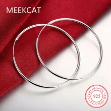 Diameter 5cm Smooth Round Creole Big Hoop earings 925 stamped silver plated Prata Princo Fashion New Jewelry Accessories