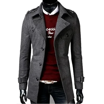 

Zogaa Brand Mens Long Trench Coat fashion pure color decorative large button Autumn Men Coat Slim Fit Overcoat Outwear for Man
