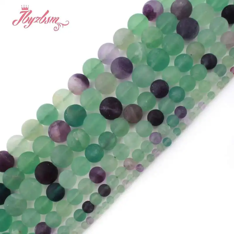 

6,8,10,12mm Frost Round Ball Multicolor Fluorite Natural Stone Beads For DIY Necklace Bracelet Jewelry Making 15" Free Shipping