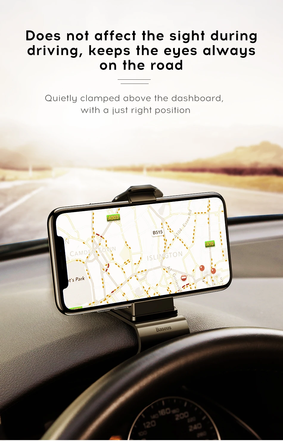 Baseus Dashboard Car Phone Holder For iPhone X 8 7 Samsung S9 S8 Mobile Phone Holder 360 Degree Adjustable Clip GPS Car Holder