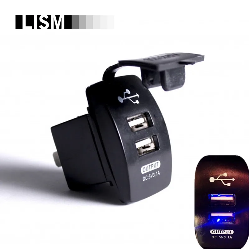 

12V-24V 5V 3.1A Duel Ports 2 USB Charger Cigarette Lighter Socket Splitter Plug Adapter Power Car Auto Motorbike Boat ATV UTV