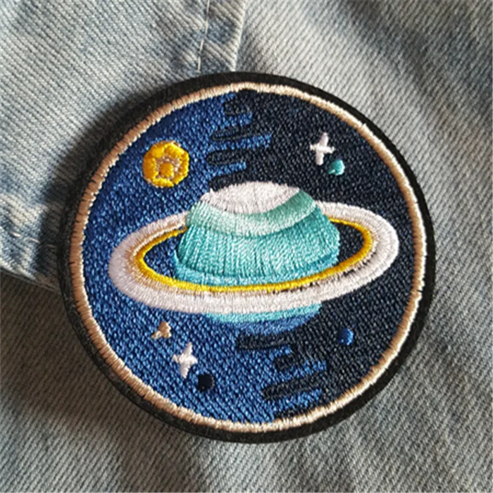 

Vintage Embroidery DIY Star Planet Paste Applique badge Clothing Personality Round Badges Cloth Epaulet 6cm