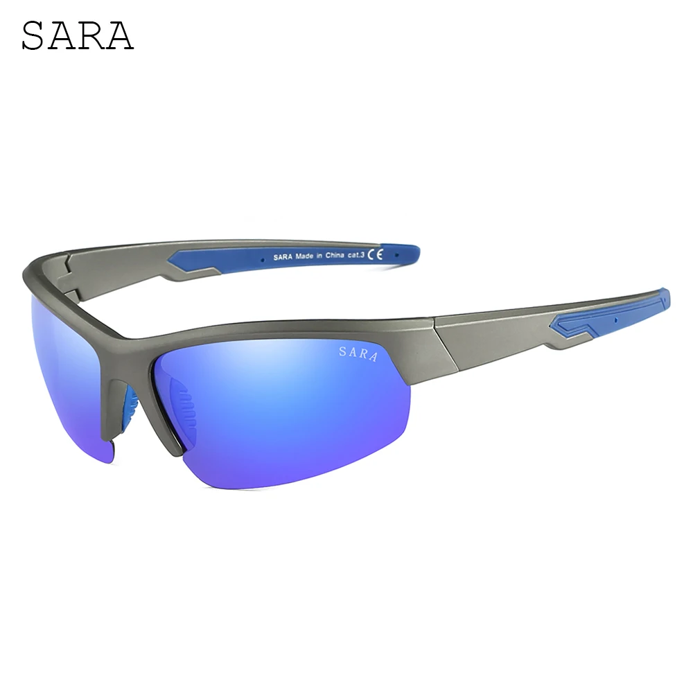 UV Protection Polarized Mens Sunglasses Hiking Climbing Driving Sunglasses Blue Lens Semi