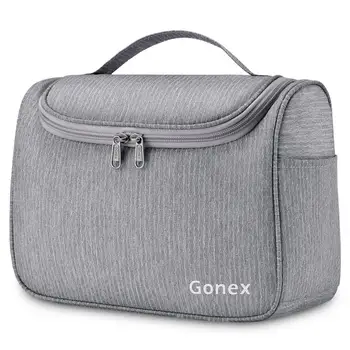 

Gonex Hanging Toiletry Bag Water-Resistant Travel Makeup Cosmetic Organizer with SBS Zippers for Men or Women Luggage Storage