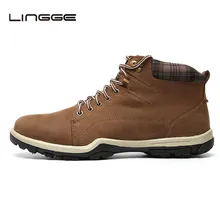 LINGGE/Брендовые мужские ботинки высокого качества Дизайнерские ботильоны на шнуровке Мужская Рабочая Мужская обувь из натуральной кожи#692-5