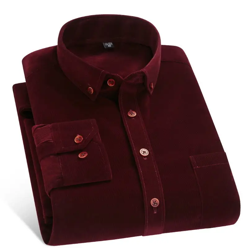 Мужская Вельветовая рубашка camisa однотонная Мягкая Повседневная с длинным