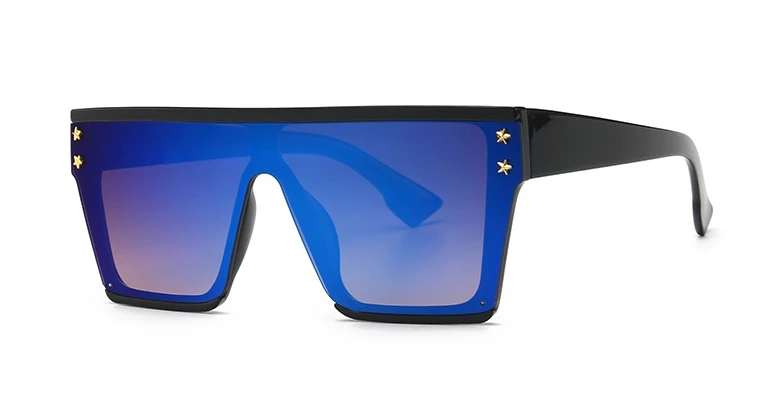 Звезда одна линза большая оправа солнцезащитные очки для мужчин и женщин Модные Оттенки UV400 Винтажные Очки 46125 - Цвет линз: C4 blue