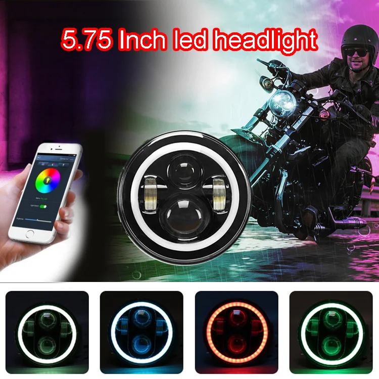 

5.75 inches Motorcycle Bluetooth RGB Halo Projector LED Headlight for Harley