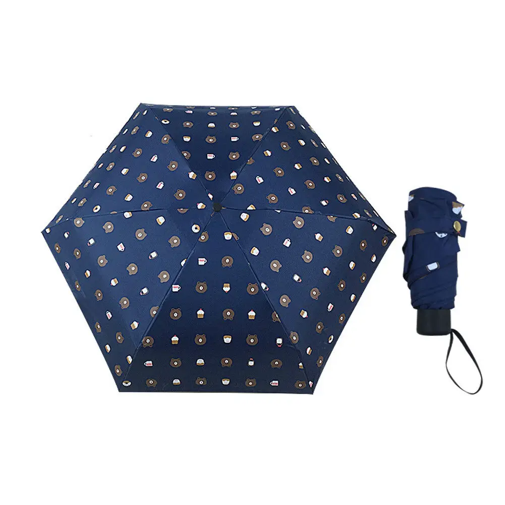 Портативный практичный зонт-капсула, мини-светильник, маленький карманный складной зонт от дождя и солнца, многофункциональный ветрозащитный зонт - Цвет: Bear Pattern Blue