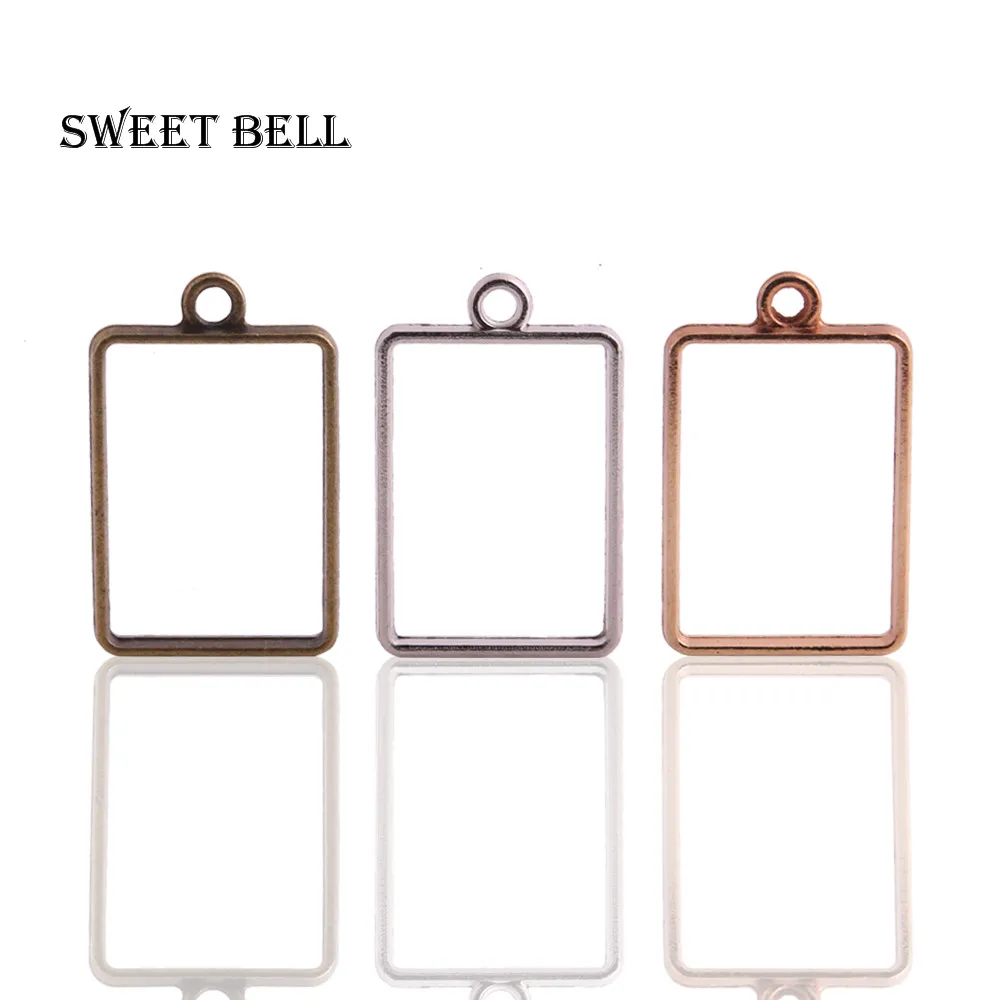 

30pcs 21*34mm Alloy jewelry setting accessories rectangle hollow glue blank pendant tray bezel charms DIY Handmade Craft D6093-1