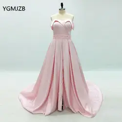 Элегантное Длинное Вечернее Платье 2018 пятно с плечо бисером пояса Для женщин розовый официальная Вечеринка вечерние платья платье для