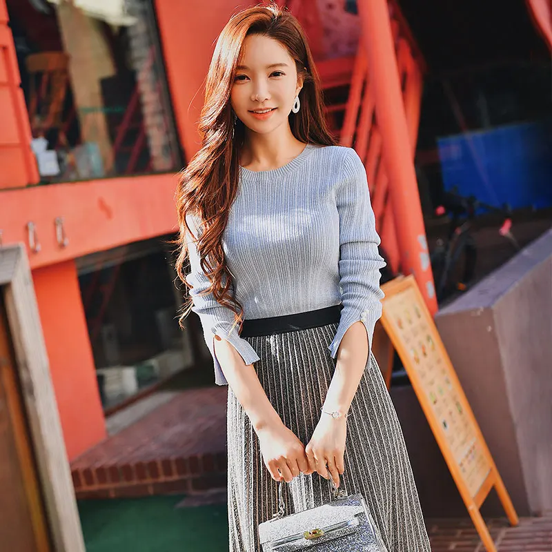 Dabuwawa Pearl Beading Casual Knitted Sweater for Girls Women Long Sleeve Simple Elegant Pullovers Top #DN1AJS003 | Женская одежда