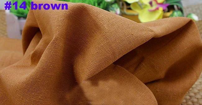 Однотонная льняная ткань для платья, брюк, одежды, скатерти, занавески, хлопок, лен, материал, натуральный лен, обивка, ткань, метр - Цвет: 14 brown