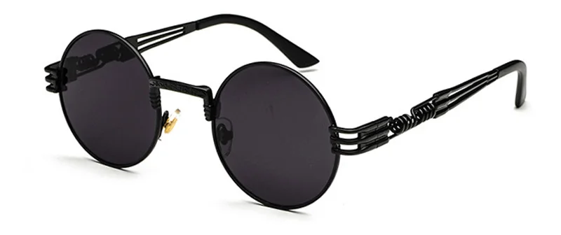 Винтажные очки shauna, женские солнцезащитные очки в стиле стимпанк, Ретро стиль, мужские круглые солнцезащитные очки в металлической оправе с зеркальным покрытием - Цвет линз: Black Black