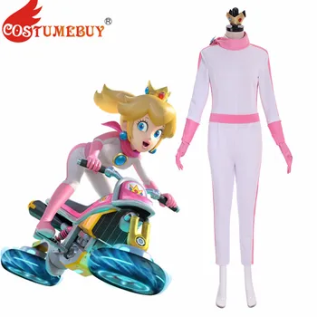 

Costumebuy Mario Kart 8 Princess Peach BikeSuit Cosplay Costume Women Jumpsuit Lady Pink Halloween Outfits Costumes Custom Made