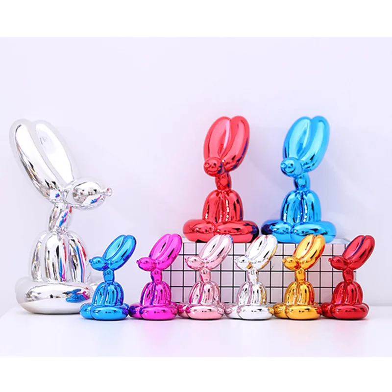  Electroplate Balloon Rabbit Creative Abstraction Simulation Animal Resin Figurines Children Bedroom - 33046680450