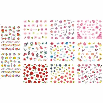 

11 PCS / LOT SIMULATION SELF-ADHESIVE 3D NAIL TATTOOS STICKER FLOWER ROSEMARY ROSE PETALS PEONY E325-335