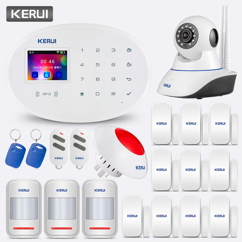 KERUI W20 сенсорный экран беспроводной GSM wifi домашняя система охранной сигнализации комплект сигнализации приложение PIR Motion Siren Rfid Управление