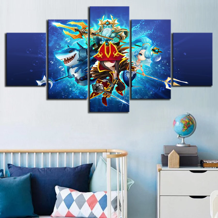 

Home Decoration Canvas Painting 5 Pieces Summoners War Hang Pictures Game Wall Art Prints Modular Artwork Poster For Living Room