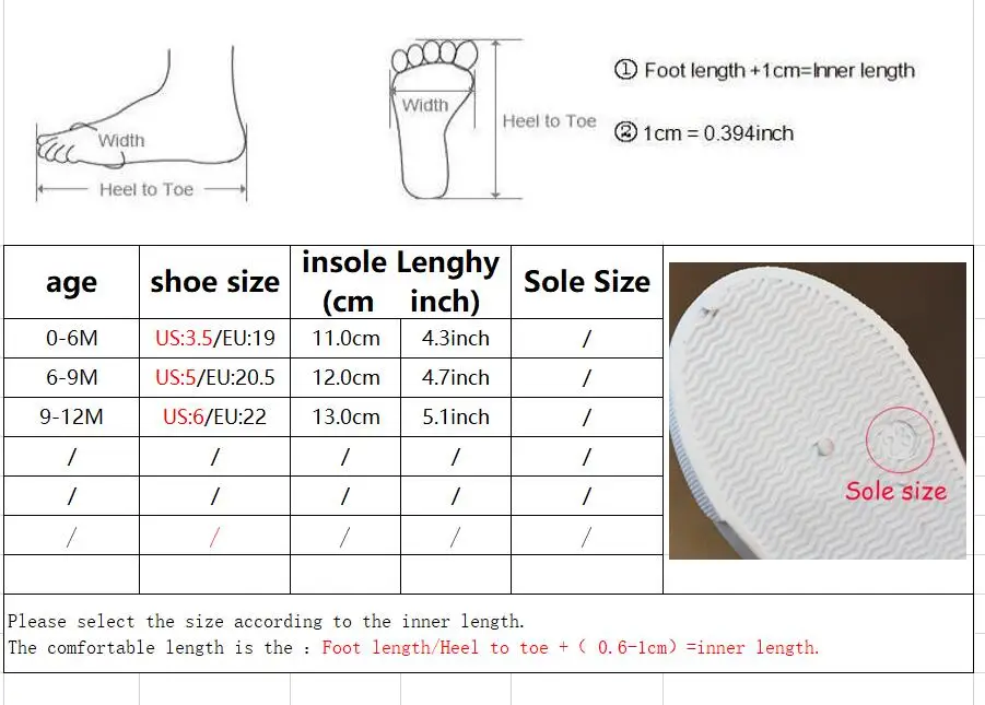 1 year old shoe size us