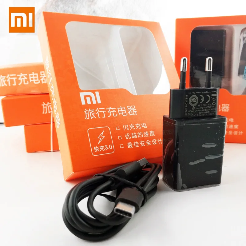 

Original XIAOMI QC3.0 USB Fast Charger Adapter Add Type C Data Cable for Mi 6 5x Mix2 Note2 A1 Note 3 EU Charger 12V 1.5A,9V 2A