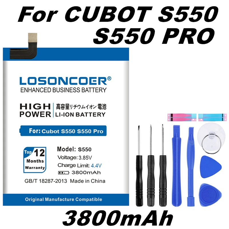 

LOSONCOER S550 S550 Pro 3800mAh Battery For Cubot S550 S550 Pro Cell Phone Batteries +Gift tools +stickers