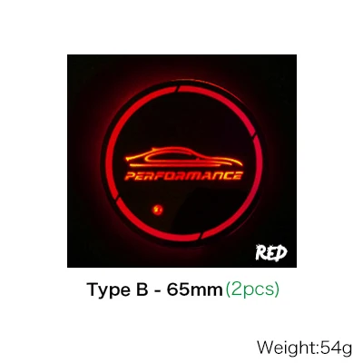 Скорость полета 2 шт. светодиодный производительность машины подставки под чашки коврики для BMW G30 F30 F34 F20 F10 F15 F16 F25 F26 F07 F48 E70 E90 E92 E60 E84 E87 - Название цвета: 65mm red