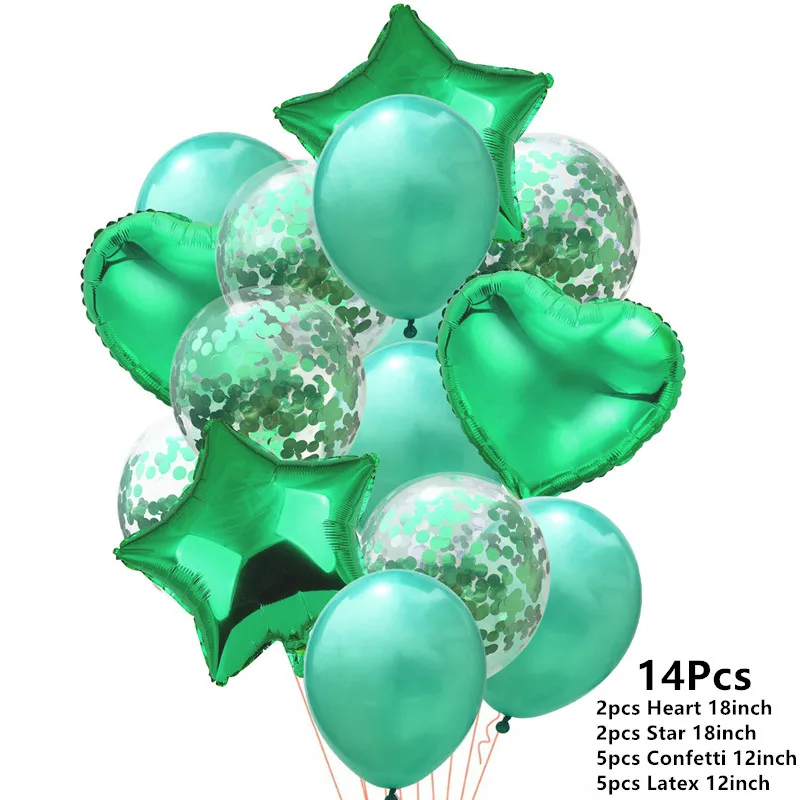 Украшение для свадьбы, дня рождения, шар, Круглый, конфетти, баллон, буквенный шар, украшение для дня рождения, для взрослых и детей, балон - Цвет: 14pcs Green C