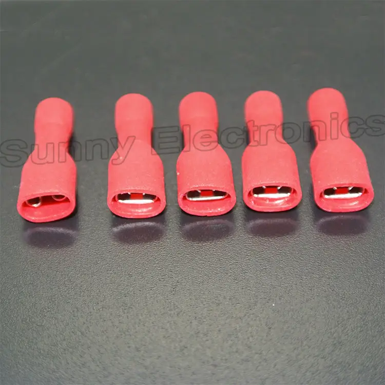 Totalmente Isolado Feminino Spade Conector Elétrico Crimp Terminais 1000x Red 4.8mm