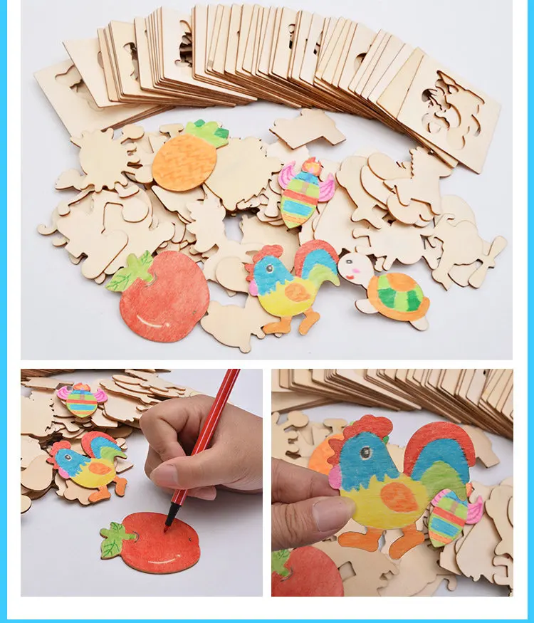 Free shipping Children's wooden animal models Copying Notebook toy, plates, paintings, creative templates, puzzle toys