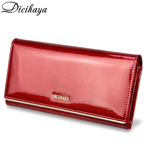 Europeu e Americano Designer de Couro Carteira das Senhoras Dicihaya Mulheres Bolsas Carteiras Marca Feminina Longo Estilo Genuíno Bolsa da Moeda da