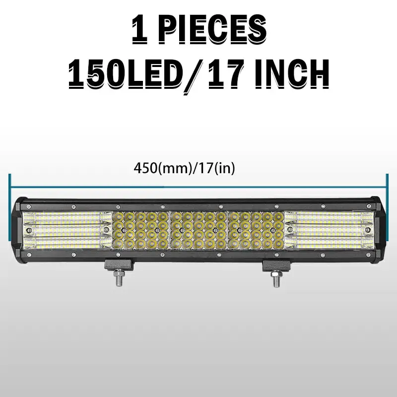 4 7 12 17 20 дюймов Quad строк светодиодный светильник бар работа прямой Combo Луч Туман головной светильник для внедорожный ATV УАЗ 4x4 Пина 12В 24V Автомобильное трактор - Цвет: 1 x17 inch light bar