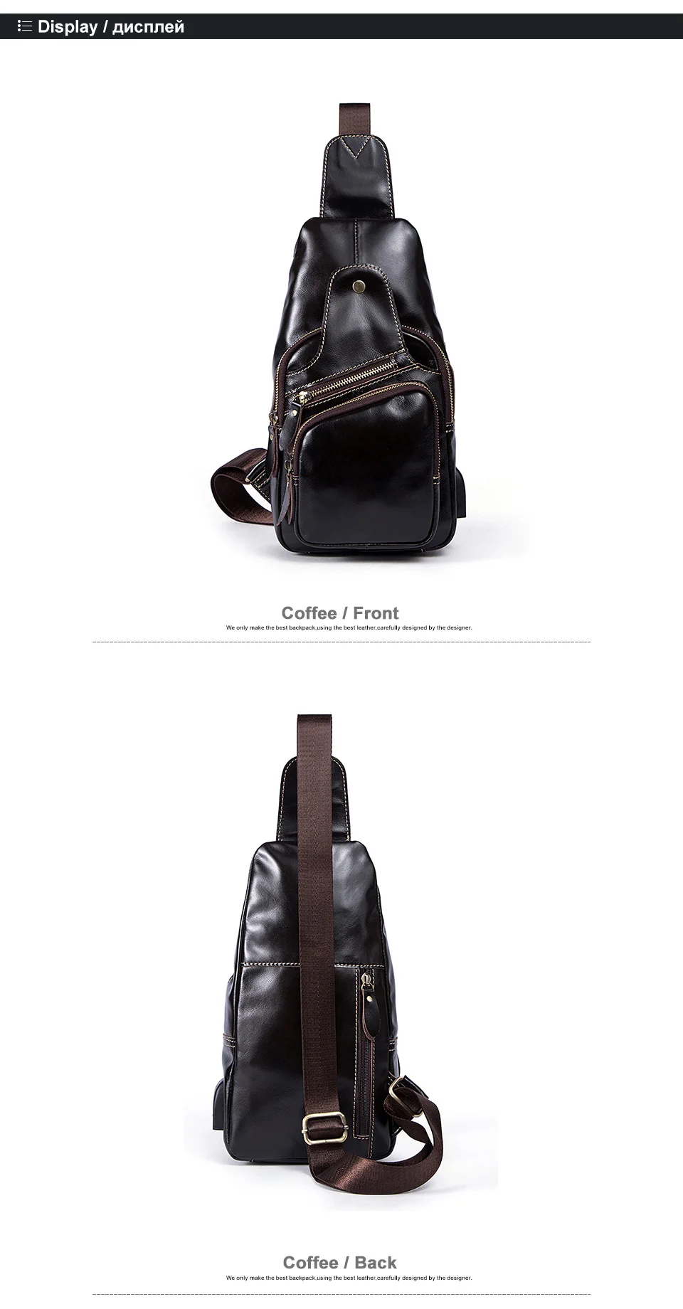 couro genuíno sling saco de bolso masculino