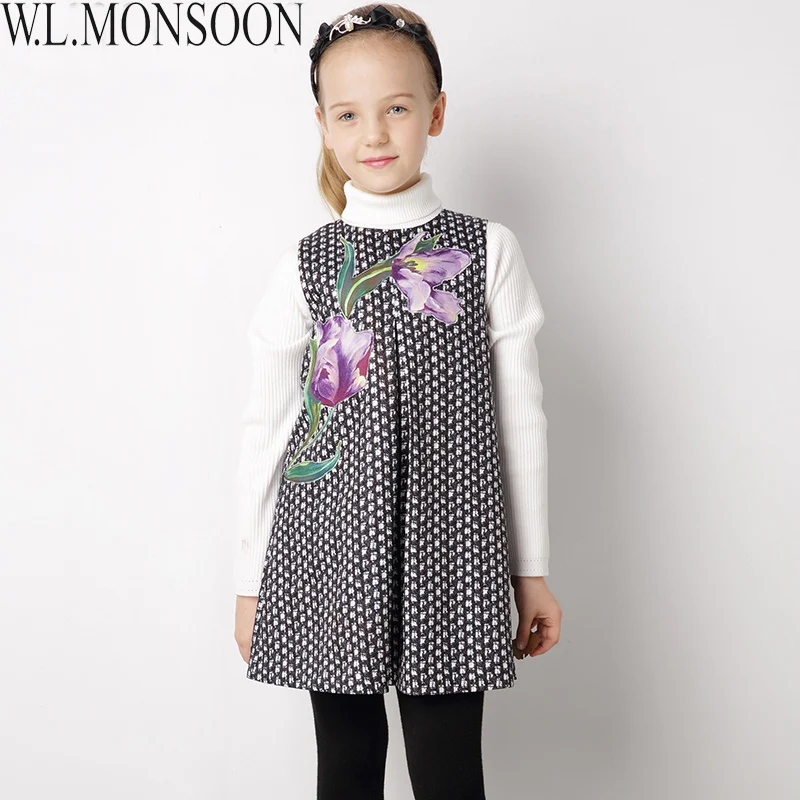 

W.L.MONSOON Girls Dress Flower 2017 Brand Kids Costumes Princess Dress Vetement Fille Children Party Dresses Girls Clothes