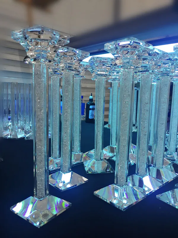 

Three Sizes One Set 21cm 28cm and 33cm Tall Candle Holder Centerpiece with Rhinestones for Wedding Home Decor