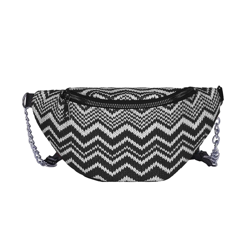 Hot! Women's Wave Pattern Zipper Crossbody Shoulder Chest Waist Bag Woven Fanny Pack