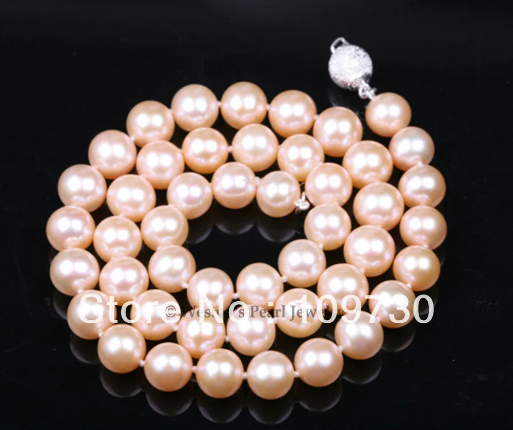 

Jewelry 001960 AA+ 8.5-9.5MM NATURAL PINK CULTURED FRESHWATER PEARL CHOKER NECKLACE 925 SILVER