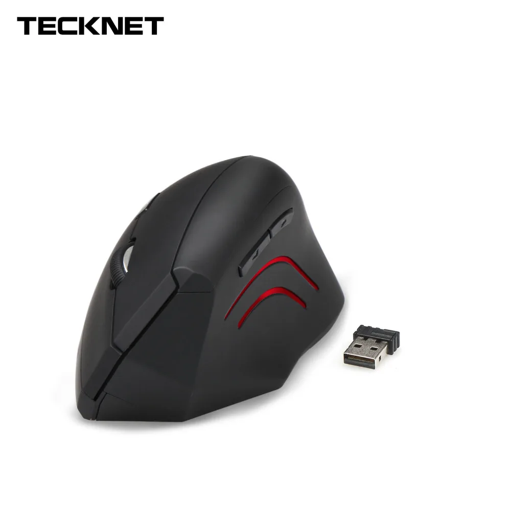 TeckNet Wireless Mouse 2.4GHz Nano Vertical Ergonomic Optical Mouse 3 Adjustable Levels 2000/1500/1000DPI 6 Buttons PC Computer