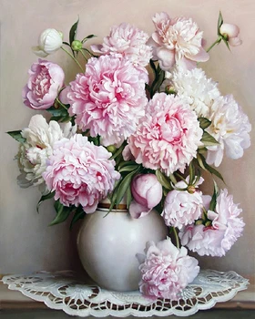 

B-DK Europe Hot Pink White Flower DIY Painting On The Wall Home Decor Pink Rose Flowers
